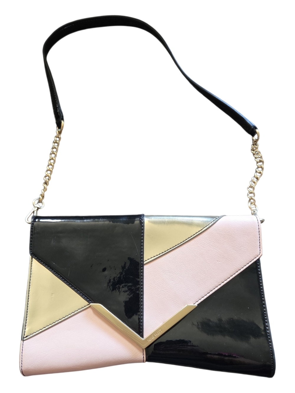 Nine West Colorblock Black, Pink & Gold Shoulder Bag